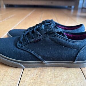 Vans Black Canvas Sneakers with Brown Sole